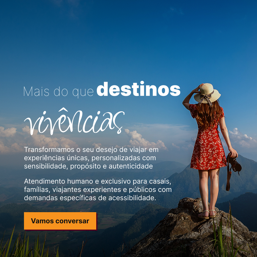 Banner mobile - Mais de destinos, vicências. Transformamos seu desejo de viajar em experiências úncias, personalizadas com sensibilidade.